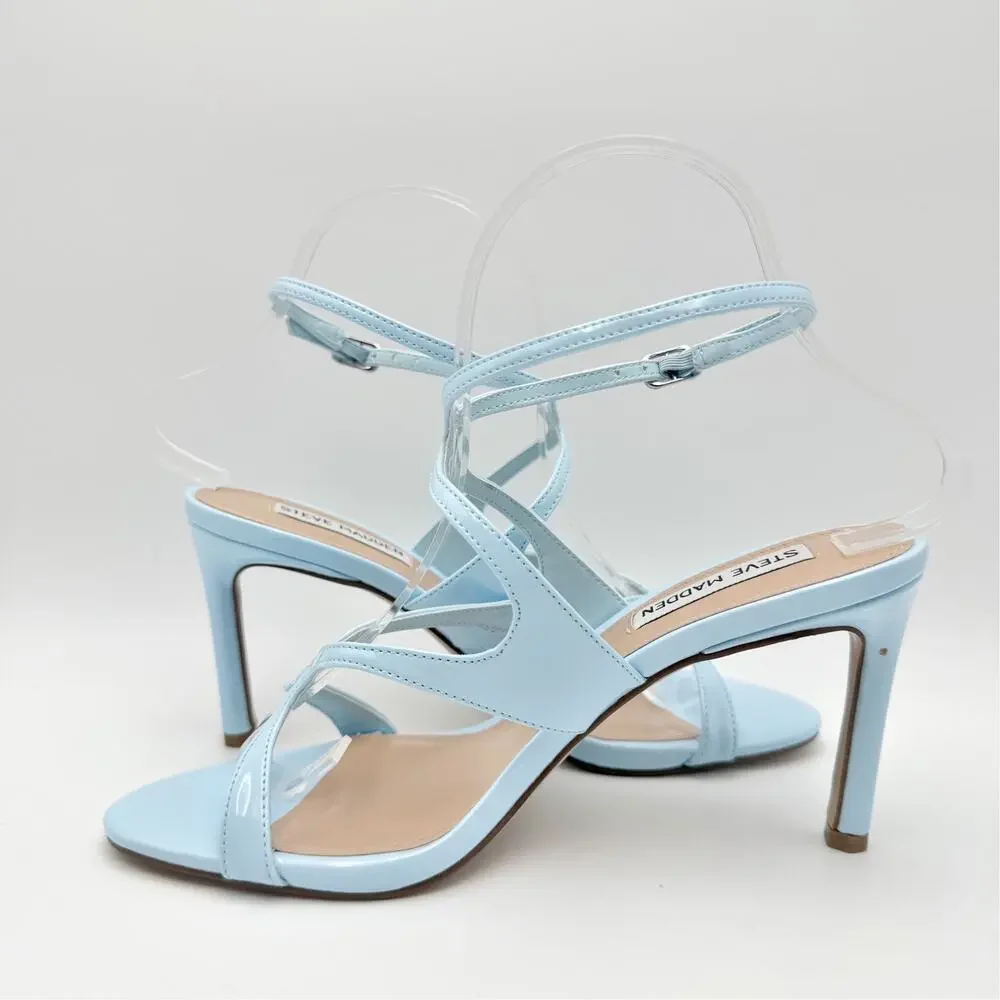 Steve Madden Womens Gracia Heel Sandals Size 7 M Blue Vegan Leather NIB